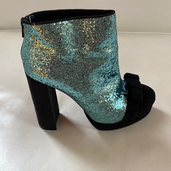 ASOS ASTRID Blue/Black Sequin Heel Booties SZ 7 - Picture 8 of 8